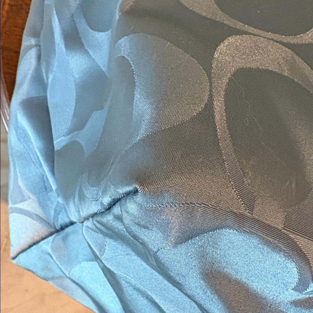 Coach Signature monogram Tote HD nylon teal light blue large shoulder bag EUC - Picture 13 of 17